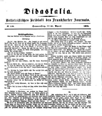 Didaskalia Donnerstag 25. April 1872