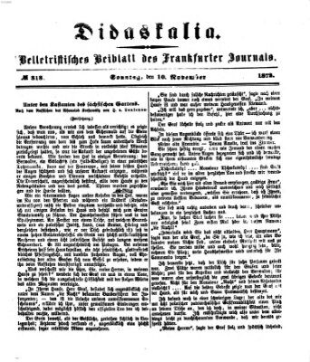Didaskalia Sonntag 10. November 1872