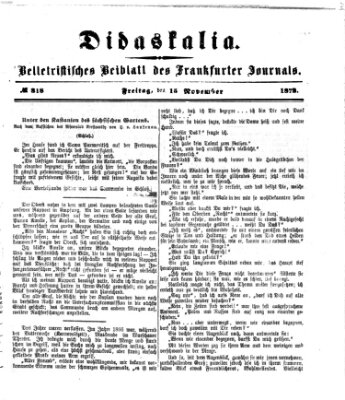 Didaskalia Freitag 15. November 1872