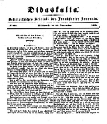 Didaskalia Mittwoch 25. Dezember 1872