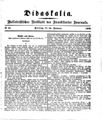 Didaskalia Freitag 10. Januar 1873