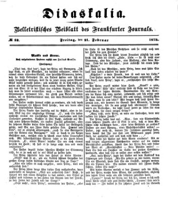 Didaskalia Freitag 21. Februar 1873