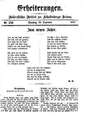 Erheiterungen (Aschaffenburger Zeitung) Samstag 30. Dezember 1871