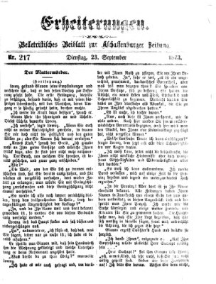 Erheiterungen (Aschaffenburger Zeitung) Dienstag 23. September 1873