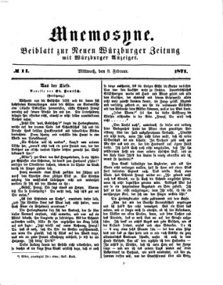 Mnemosyne (Neue Würzburger Zeitung) Mittwoch 8. Februar 1871