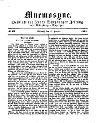 Mnemosyne (Neue Würzburger Zeitung) Mittwoch 15. Februar 1871