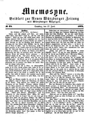 Mnemosyne (Neue Würzburger Zeitung) Samstag 17. Juni 1871