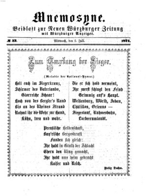 Mnemosyne (Neue Würzburger Zeitung) Mittwoch 5. Juli 1871