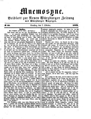 Mnemosyne (Neue Würzburger Zeitung) Samstag 7. Oktober 1871