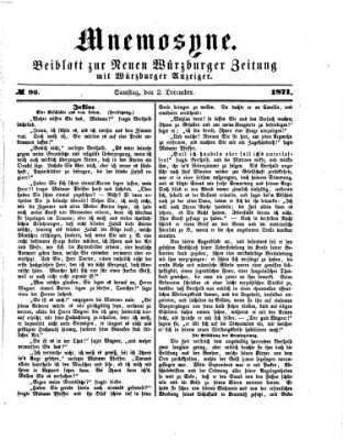 Mnemosyne (Neue Würzburger Zeitung) Samstag 2. Dezember 1871