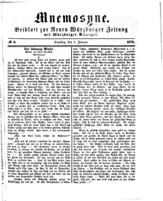Mnemosyne (Neue Würzburger Zeitung) Samstag 6. Januar 1872