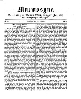 Mnemosyne (Neue Würzburger Zeitung) Samstag 13. Januar 1872