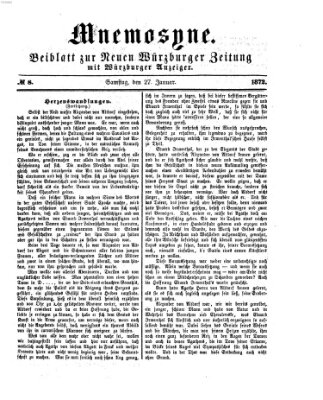 Mnemosyne (Neue Würzburger Zeitung) Samstag 27. Januar 1872
