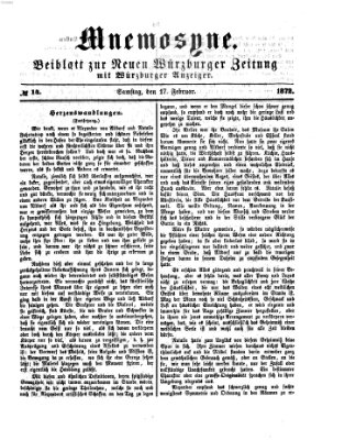 Mnemosyne (Neue Würzburger Zeitung) Samstag 17. Februar 1872