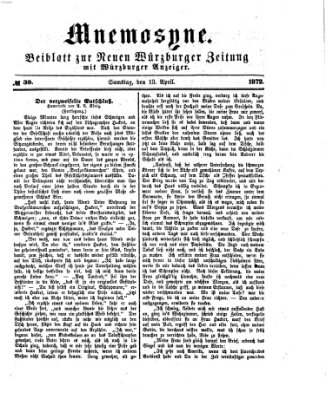 Mnemosyne (Neue Würzburger Zeitung) Samstag 13. April 1872
