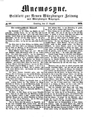 Mnemosyne (Neue Würzburger Zeitung) Samstag 17. August 1872