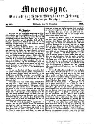 Mnemosyne (Neue Würzburger Zeitung) Mittwoch 25. Dezember 1872