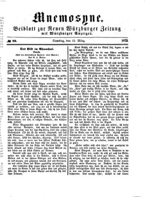 Mnemosyne (Neue Würzburger Zeitung) Samstag 15. März 1873