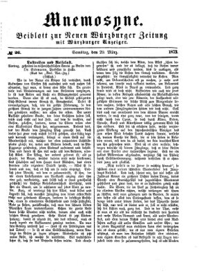 Mnemosyne (Neue Würzburger Zeitung) Samstag 29. März 1873