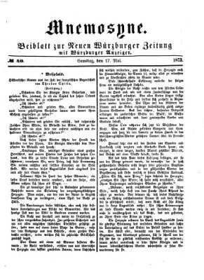 Mnemosyne (Neue Würzburger Zeitung) Samstag 17. Mai 1873