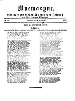 Mnemosyne (Neue Würzburger Zeitung) Samstag 6. September 1873