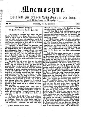 Mnemosyne (Neue Würzburger Zeitung) Mittwoch 3. Dezember 1873