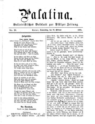 Palatina (Pfälzer Zeitung) Donnerstag 16. Februar 1871