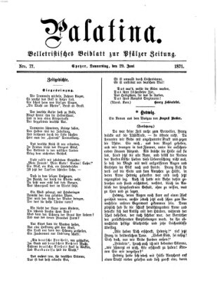 Palatina (Pfälzer Zeitung) Donnerstag 29. Juni 1871