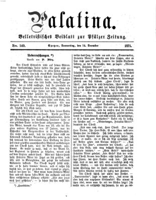 Palatina (Pfälzer Zeitung) Donnerstag 14. Dezember 1871