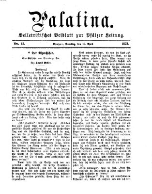 Palatina (Pfälzer Zeitung) Samstag 13. April 1872
