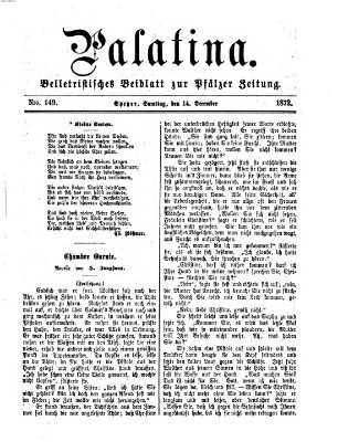 Palatina (Pfälzer Zeitung) Samstag 14. Dezember 1872
