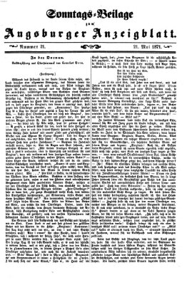 Augsburger Anzeigeblatt Sonntag 21. Mai 1871