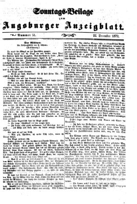 Augsburger Anzeigeblatt Sonntag 22. Dezember 1872