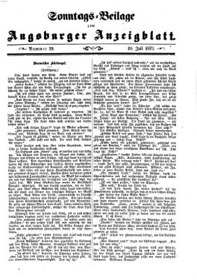 Augsburger Anzeigeblatt Sonntag 20. Juli 1873