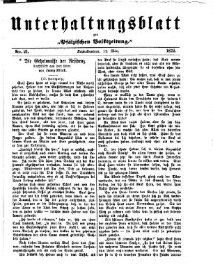 Unterhaltungsblatt zur Pfälzischen Volkszeitung (Pfälzische Volkszeitung) Mittwoch 13. März 1872