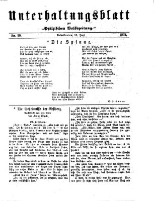 Unterhaltungsblatt zur Pfälzischen Volkszeitung (Pfälzische Volkszeitung) Sonntag 23. Juni 1872