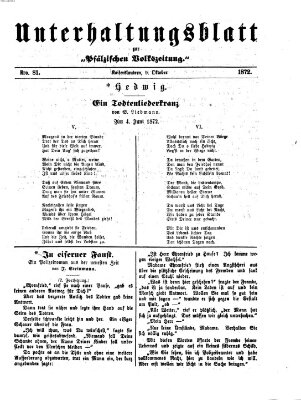 Unterhaltungsblatt zur Pfälzischen Volkszeitung (Pfälzische Volkszeitung) Mittwoch 9. Oktober 1872