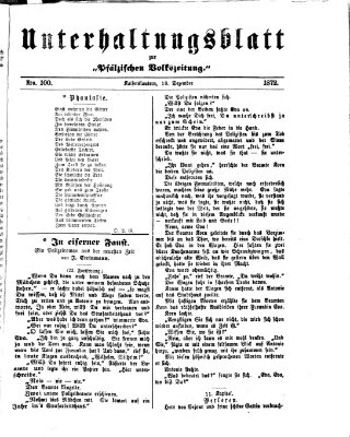 Unterhaltungsblatt zur Pfälzischen Volkszeitung (Pfälzische Volkszeitung) Mittwoch 18. Dezember 1872