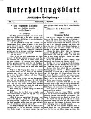 Unterhaltungsblatt zur Pfälzischen Volkszeitung (Pfälzische Volkszeitung) Mittwoch 3. September 1873