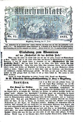 Wochenblatt für das christliche Volk Sonntag 18. Juni 1871