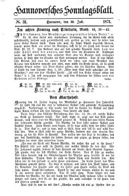 Hannoversches Sonntagsblatt Sonntag 30. Juli 1871