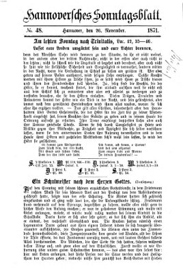 Hannoversches Sonntagsblatt Sonntag 26. November 1871