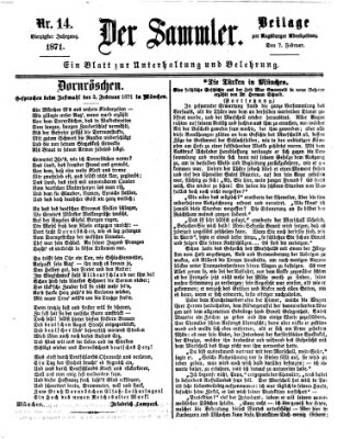 Der Sammler (Augsburger Abendzeitung) Dienstag 7. Februar 1871