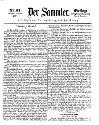 Der Sammler (Augsburger Abendzeitung) Dienstag 5. September 1871