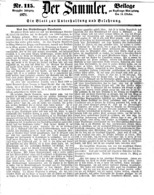Der Sammler (Augsburger Abendzeitung) Donnerstag 19. Oktober 1871