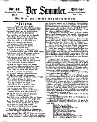 Der Sammler (Augsburger Abendzeitung) Donnerstag 1. Mai 1873
