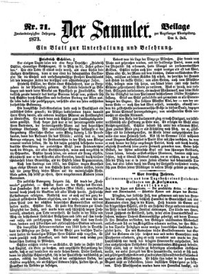 Der Sammler (Augsburger Abendzeitung) Samstag 5. Juli 1873