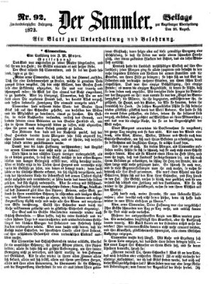 Der Sammler (Augsburger Abendzeitung) Donnerstag 28. August 1873