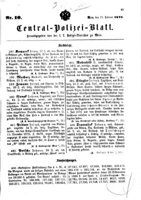 Zentralpolizeiblatt Montag 17. Februar 1873
