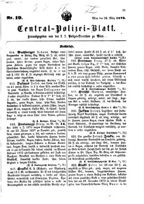 Zentralpolizeiblatt Samstag 29. März 1873